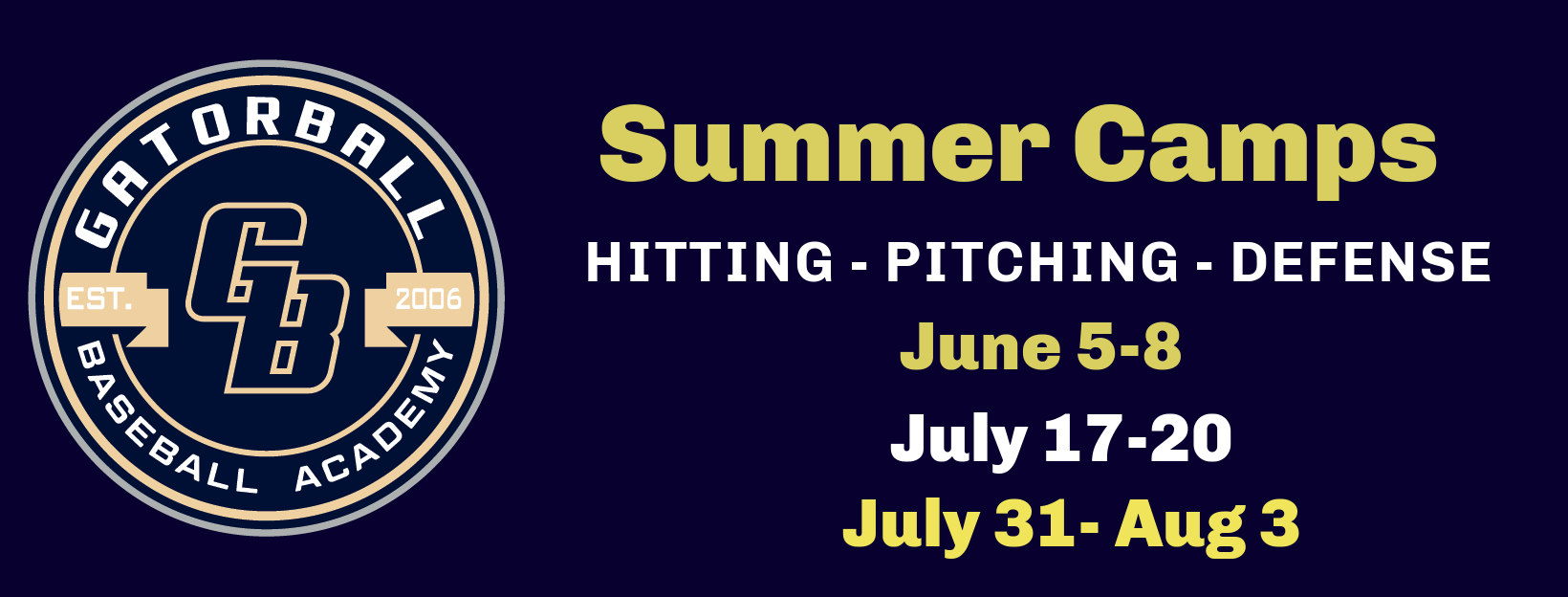 2023 Summer Baseball Camps | Gatorball Baseball Academy